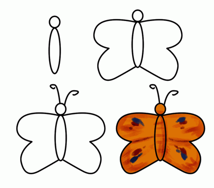 Бабочка поэтапное рисование для детей