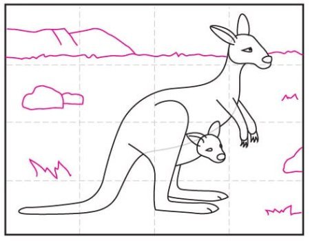 Кенгуру рисунок для детей поэтапно (48 фото)