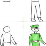 Поэтапное рисование солдата в старшей группе