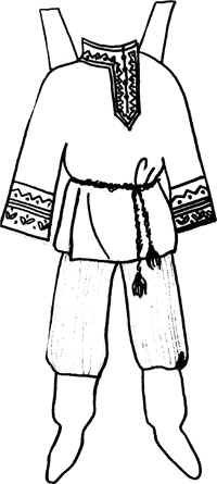 Мужской народный костюм раскраска