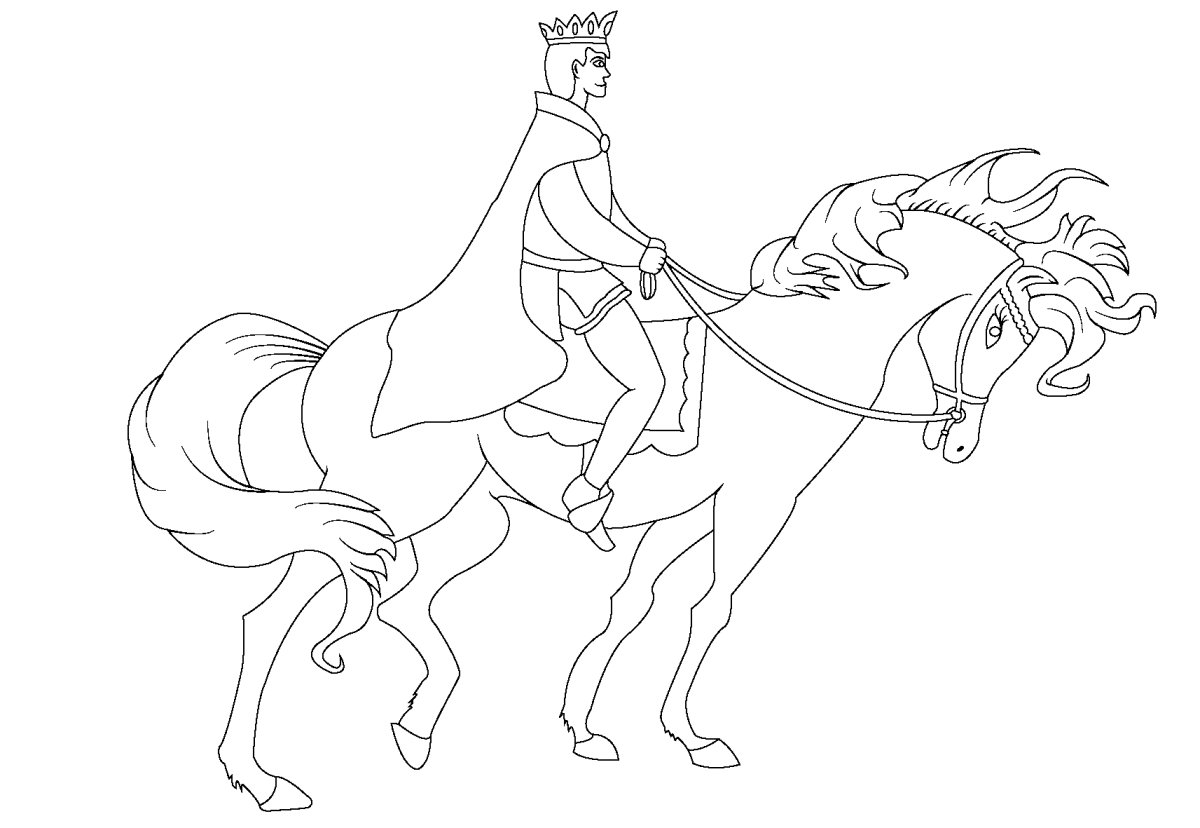 Мертвая царевна легко. Принц на коне раскраска. Раскраска конь на принце. Сказка о мёртвой царевне и семи богатырях раскраска для детей.