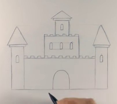 Поэтапное рисование замка