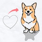 Рисунок собачка корги с сердечком