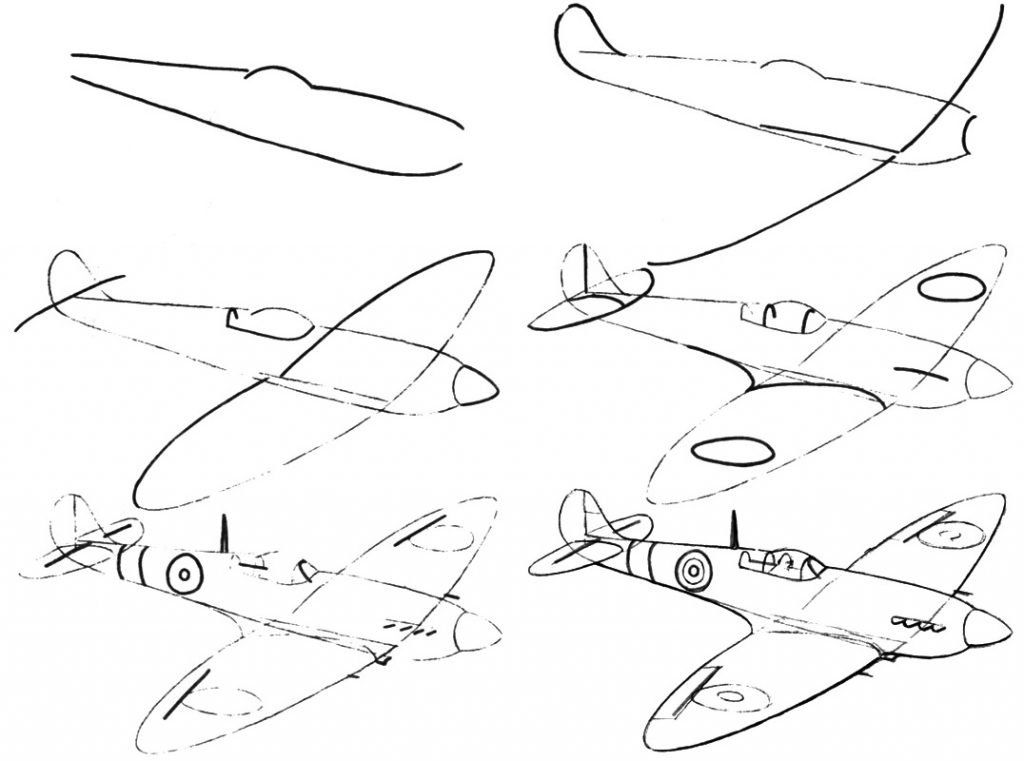 Как нарисовать самолет на 9 мая карандашами поэтапно