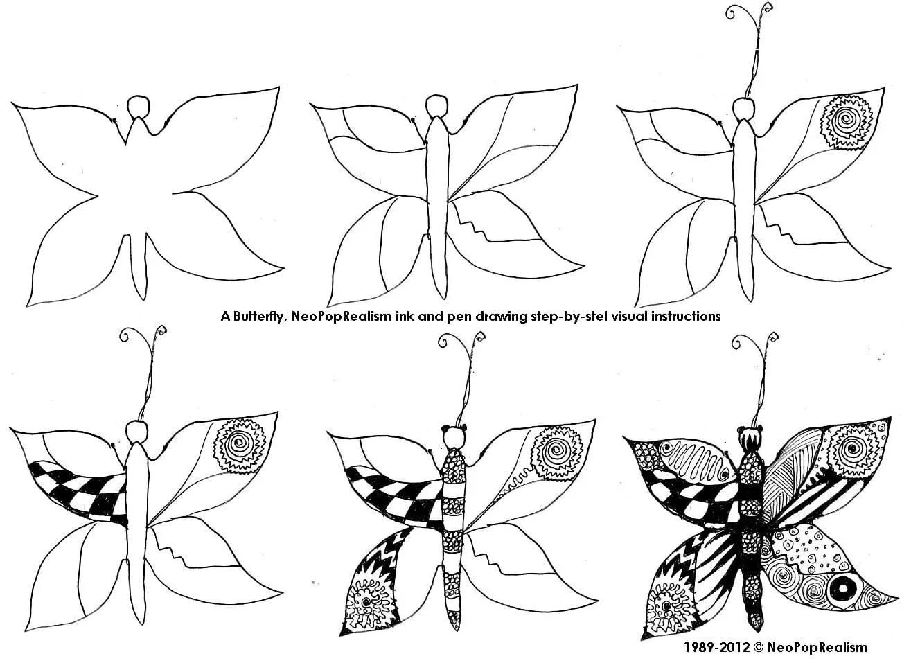 Этапы рисования бабочки