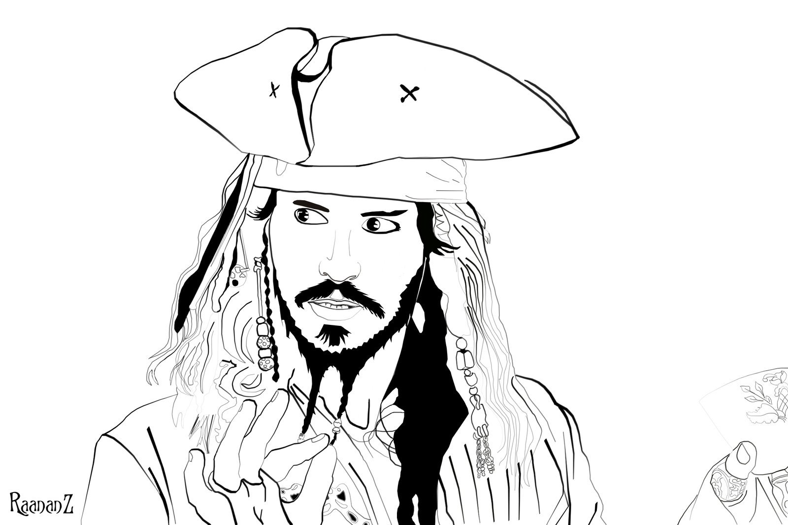 Раскраска пираты Карибского моря Джек Воробей