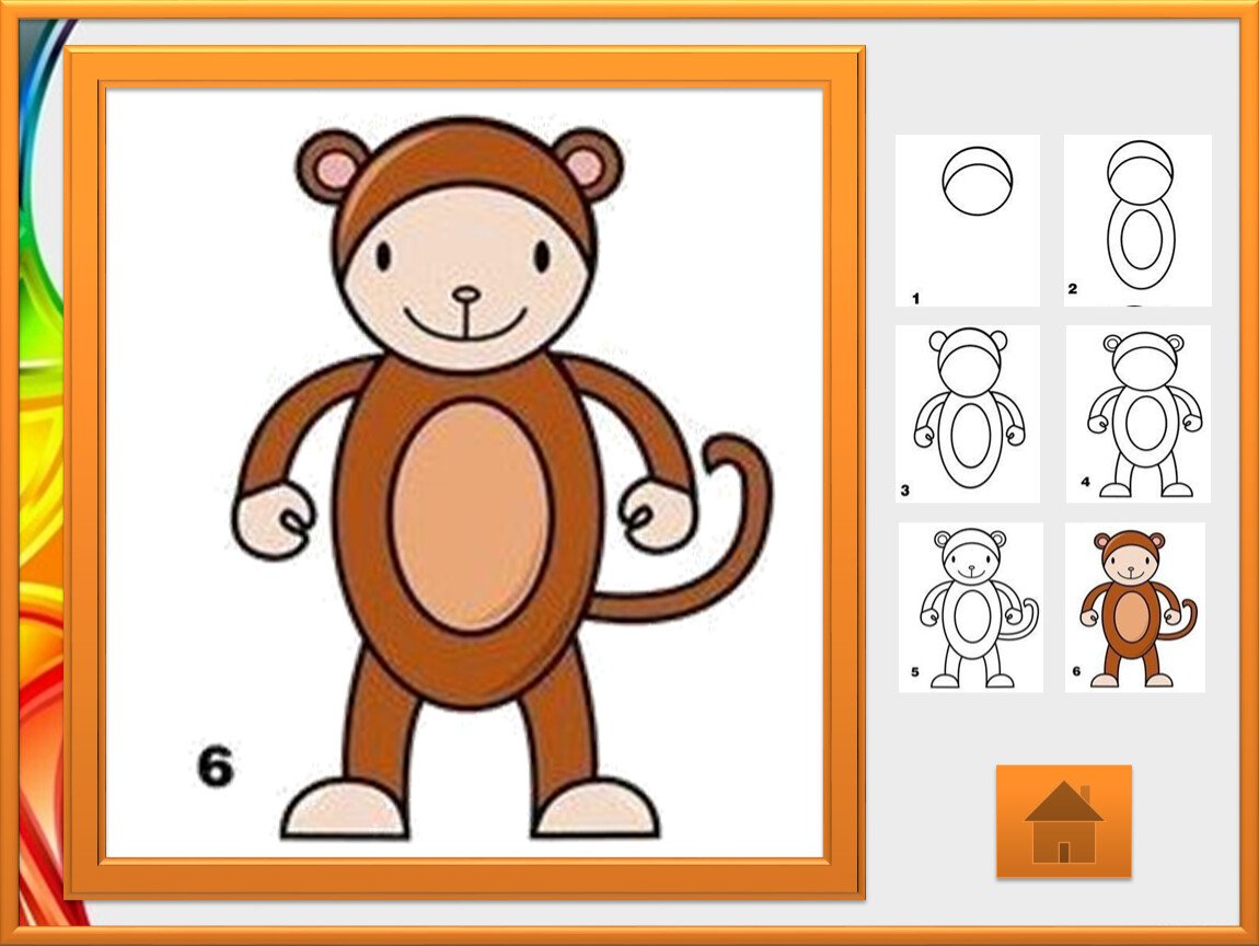 План по литературе 3 класс обезьянка. Рисование обезьянки для дошкольников. Рисование обезьяны в старшей группе. Обезьянка для рисования ребенку. Рисование обезьяны для детей 5-6 лет.