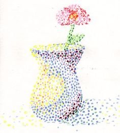 Цветы в стиле пуантилизм карандаш