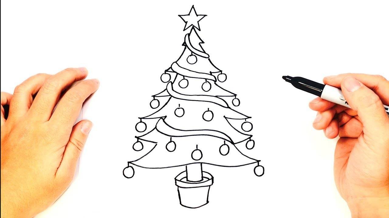 Поэтапное рисование новогодней елки