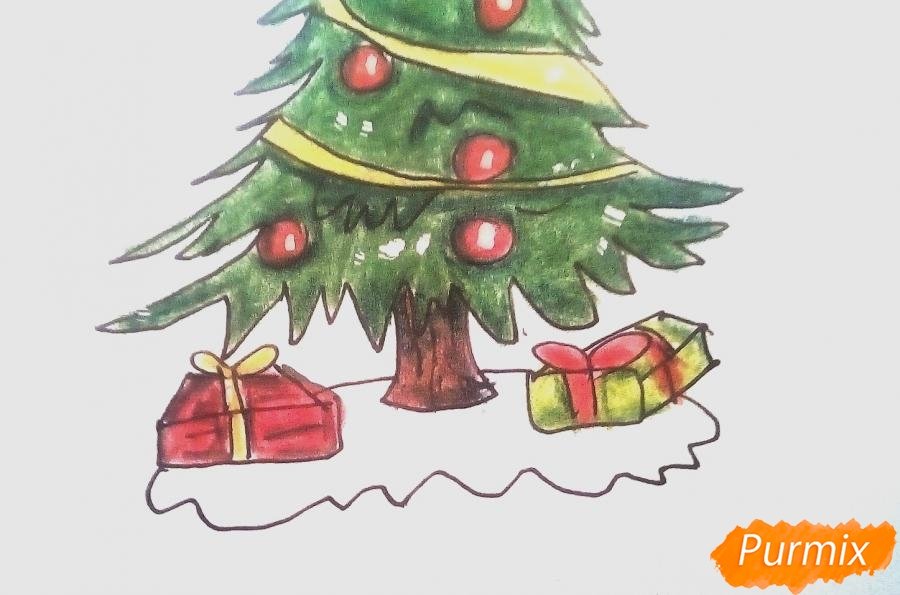 Елка рисунок с подарками рисунок