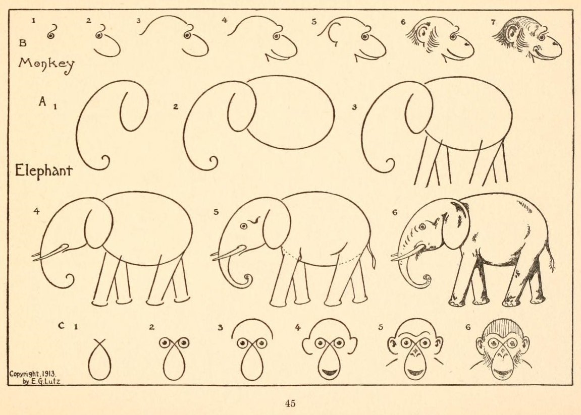 Рисуем слона пошагово