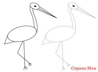 Журавль поэтапное рисование