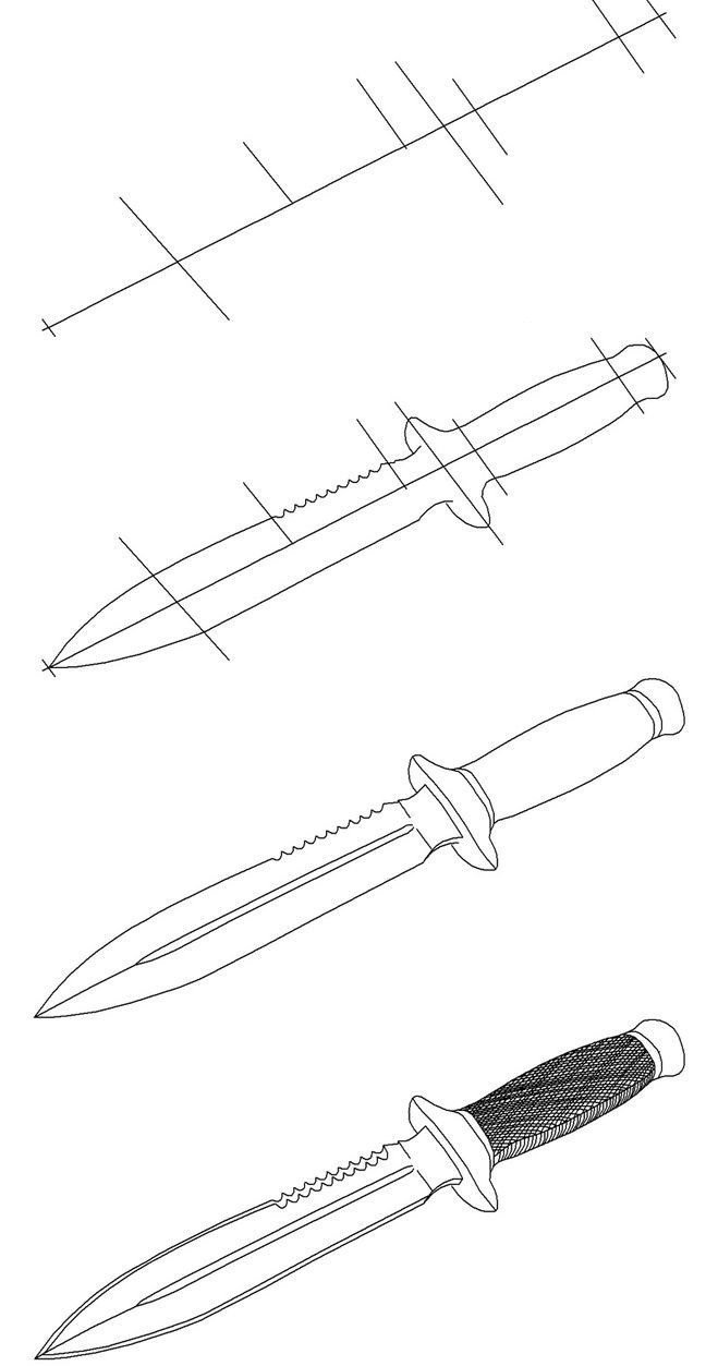 Поэтапное рисование ножа