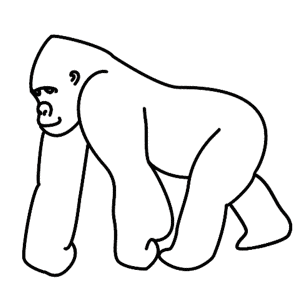 Как нарисовать голову гориллы простым карандашом — картинка в черно-белом исполнении