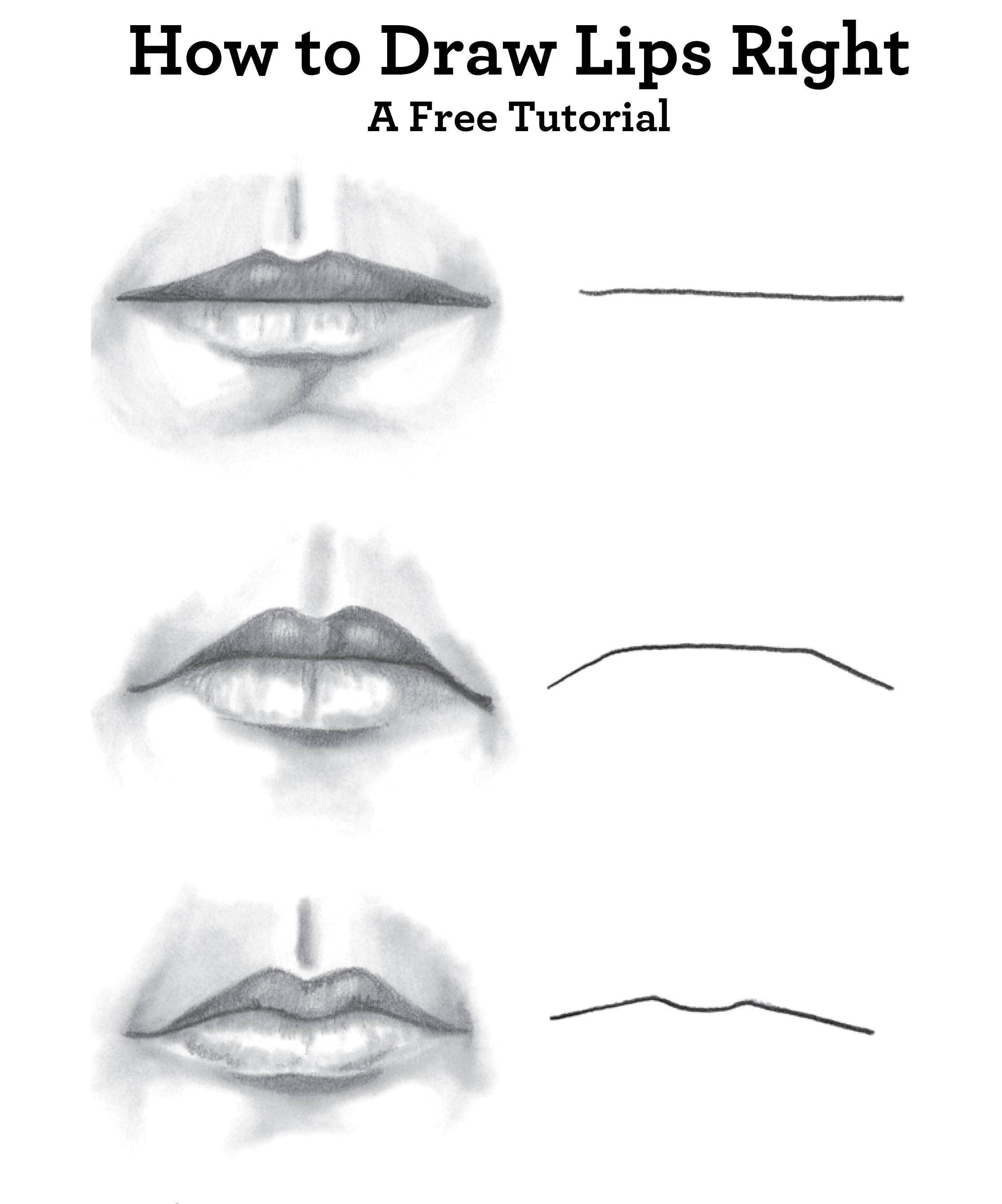 Рисование мужских губ поэтапно