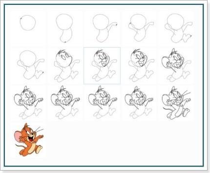 Том и Джерри поэтапное рисование