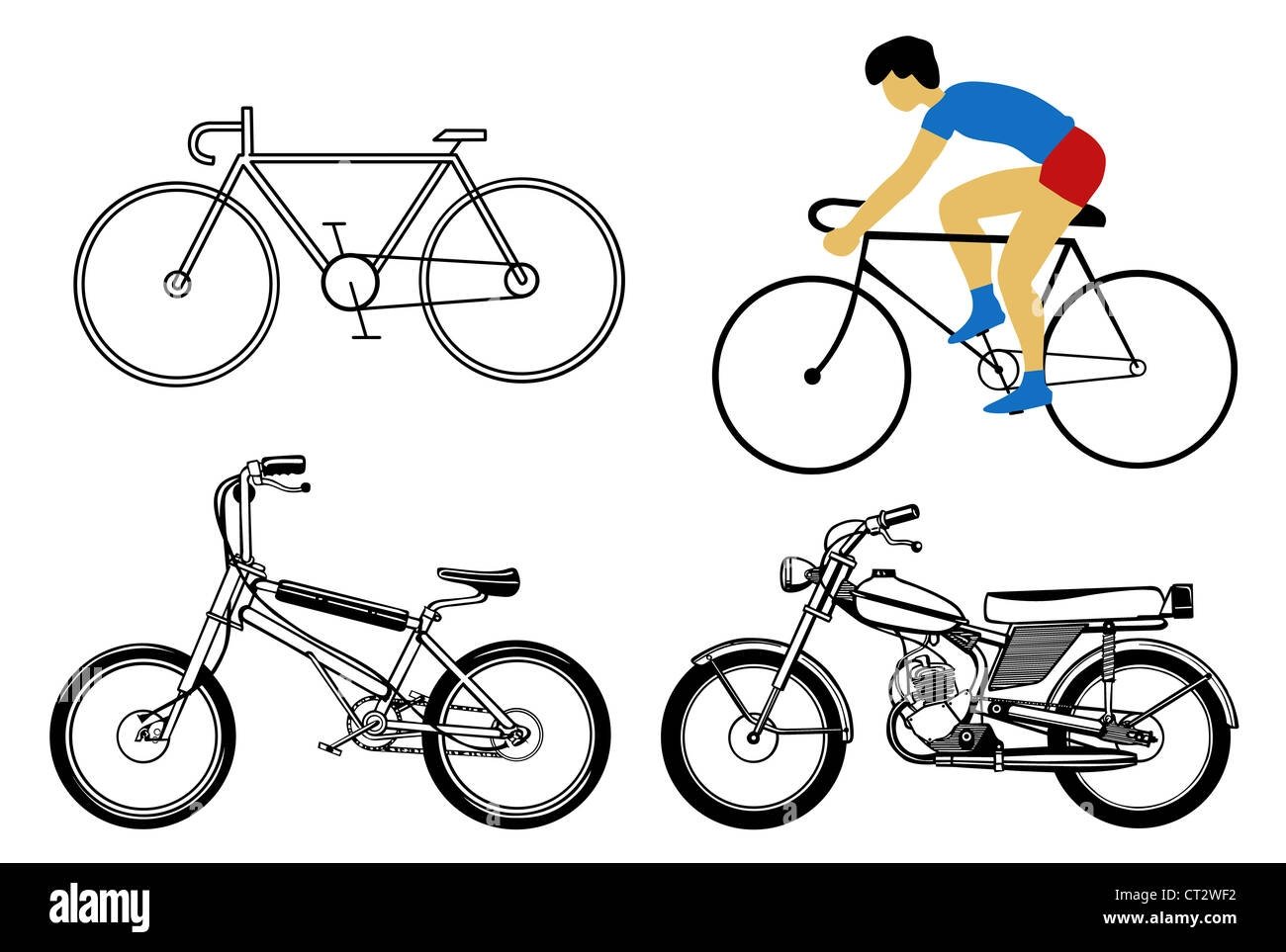 Велосипед легко нарисовать и велосипедиста