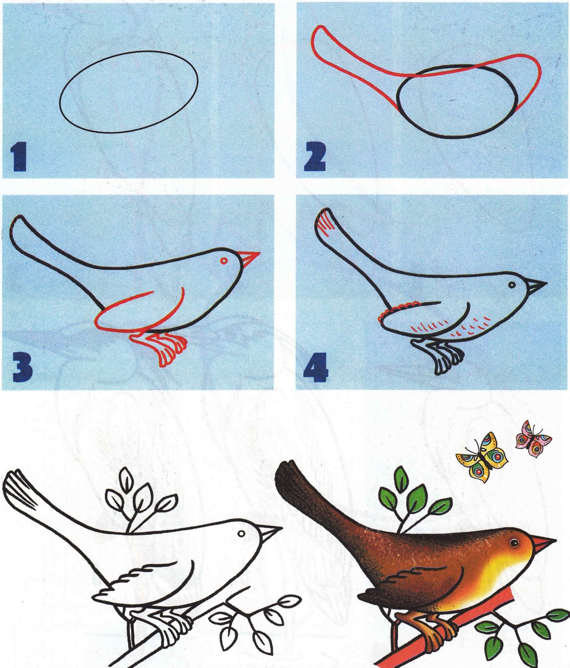 Рисование птицы в подготовительной группе
