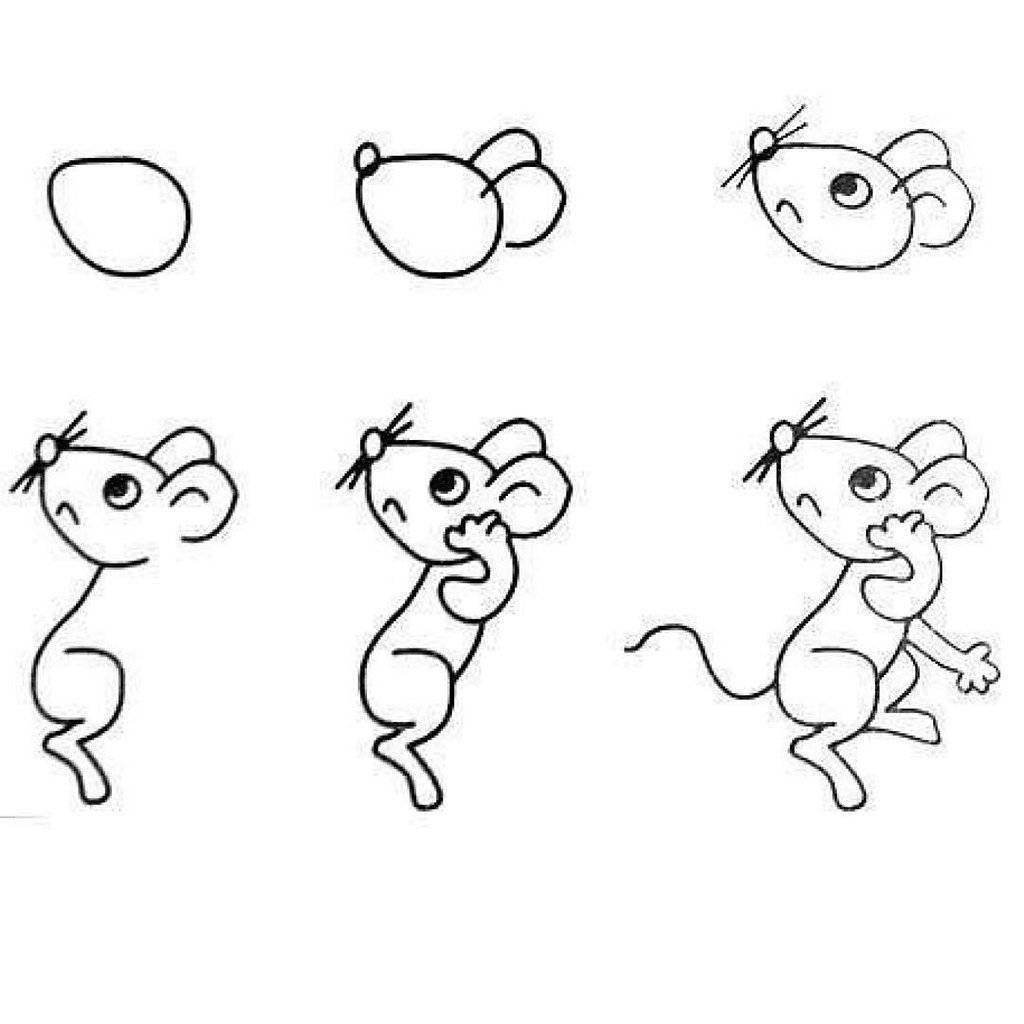 Мышь поэтапное рисование для детей