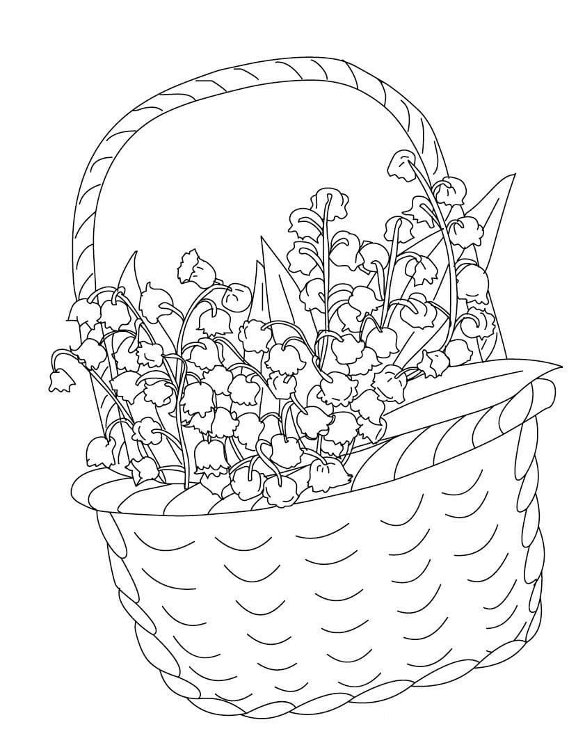 Рисование цветов в корзине