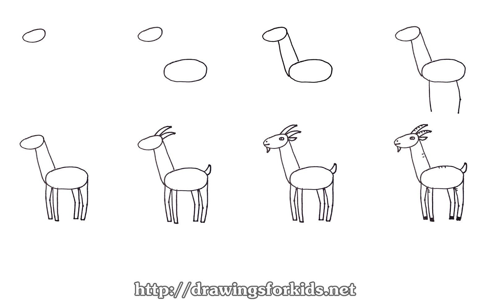 Поэтапное рисование козы