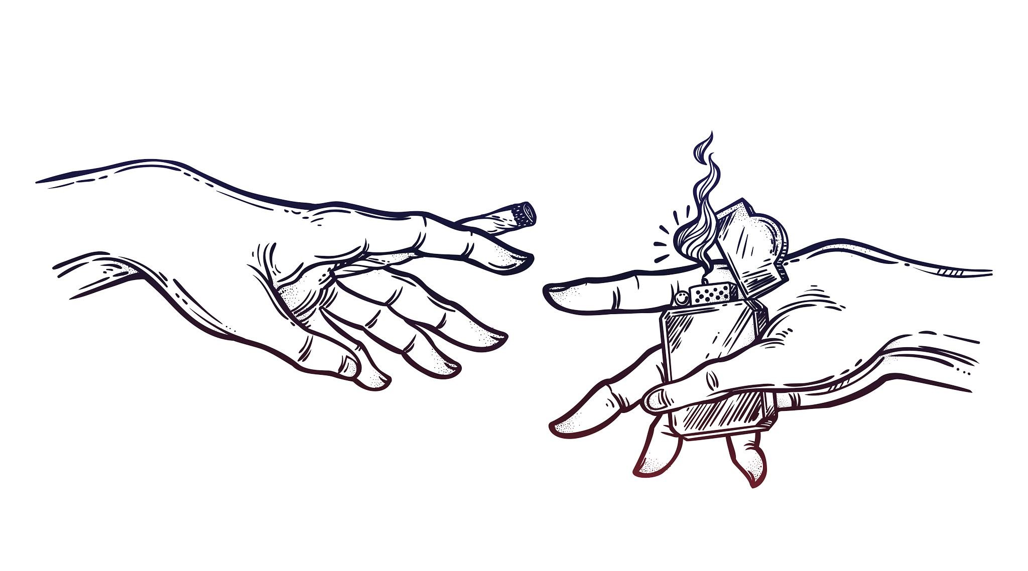 Рука с сигаретой эскиз