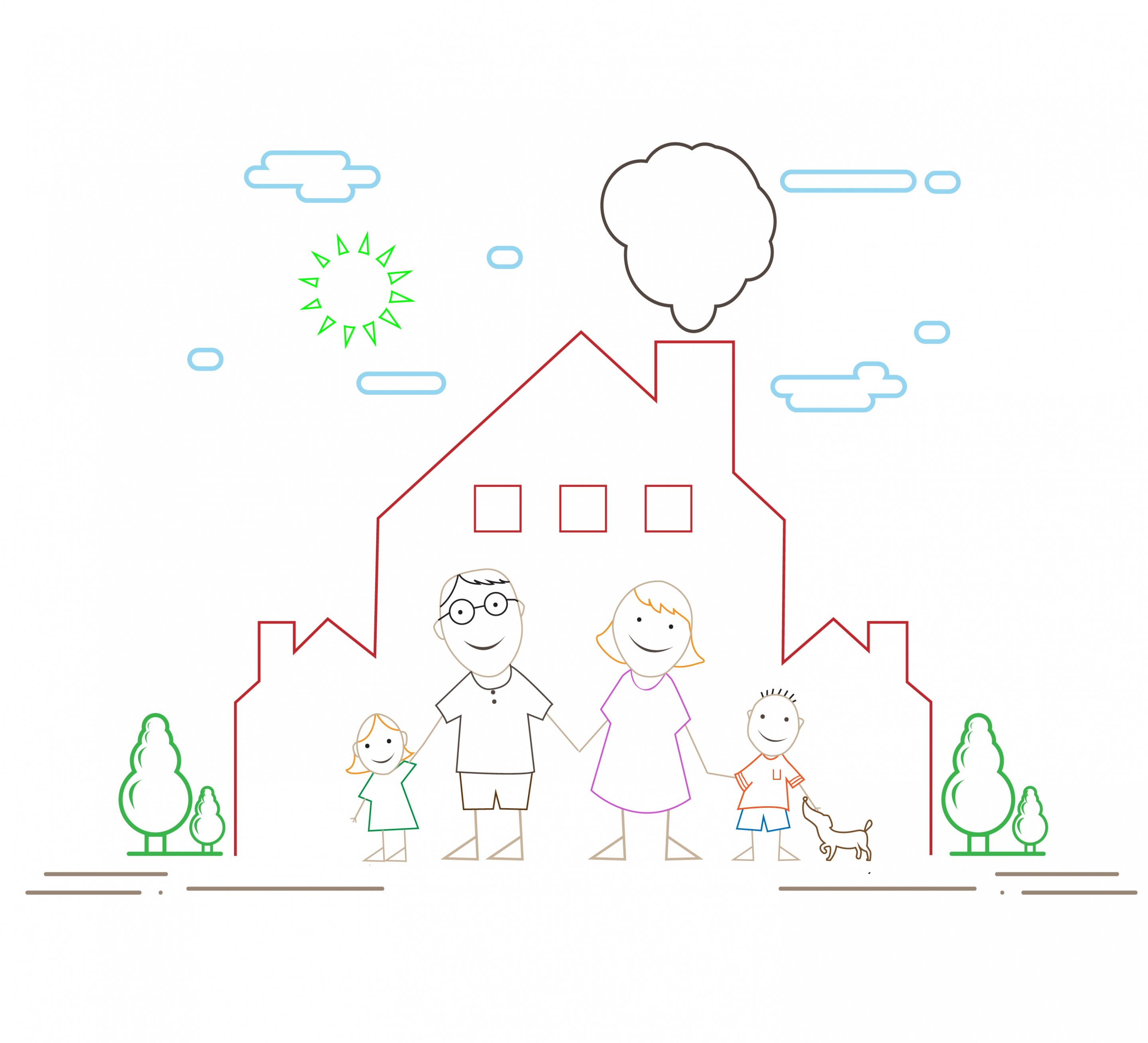 Схематическое изображение семьи с детьми