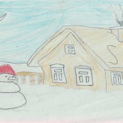 Зимний рисунок карандашом