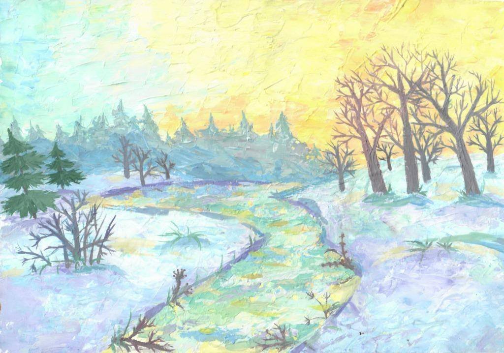 Рисунок к стихотворению зимнее. Рисование зимний пейзаж. Зимний пейзаж цветными карандашами. Пейзаж цветными карандашами зима. Зимнее утро рисунок.