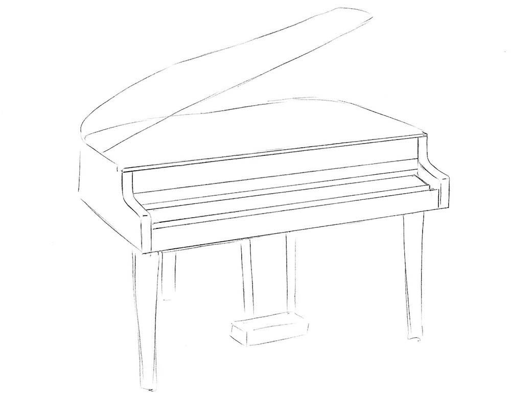 Фортепиано рисунок карандашом