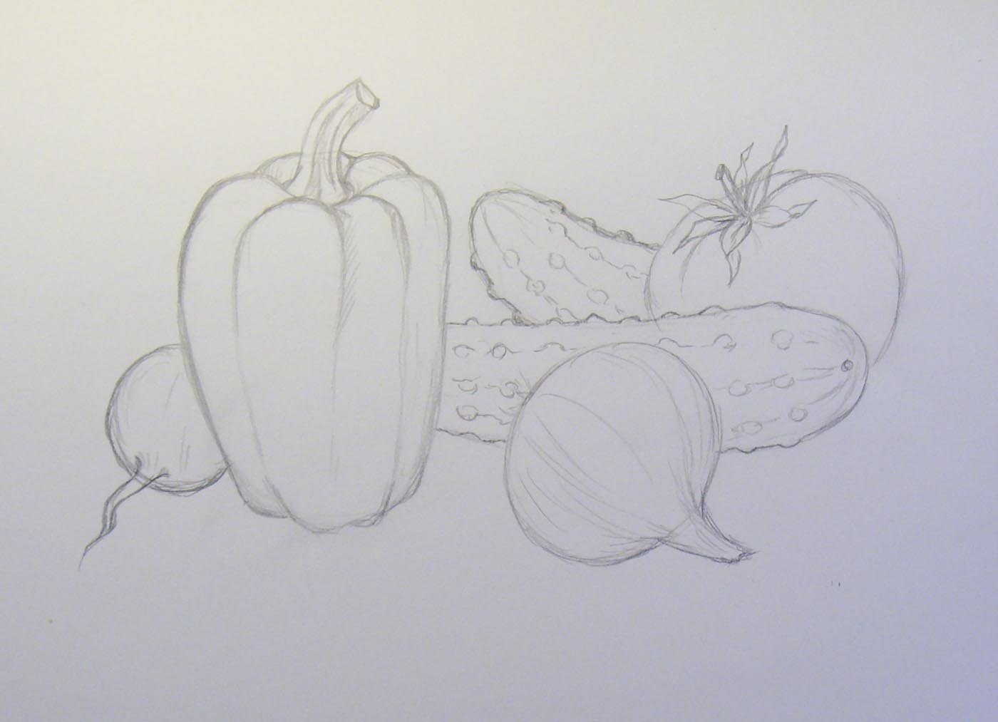 Рисование овощей и фруктов для детей