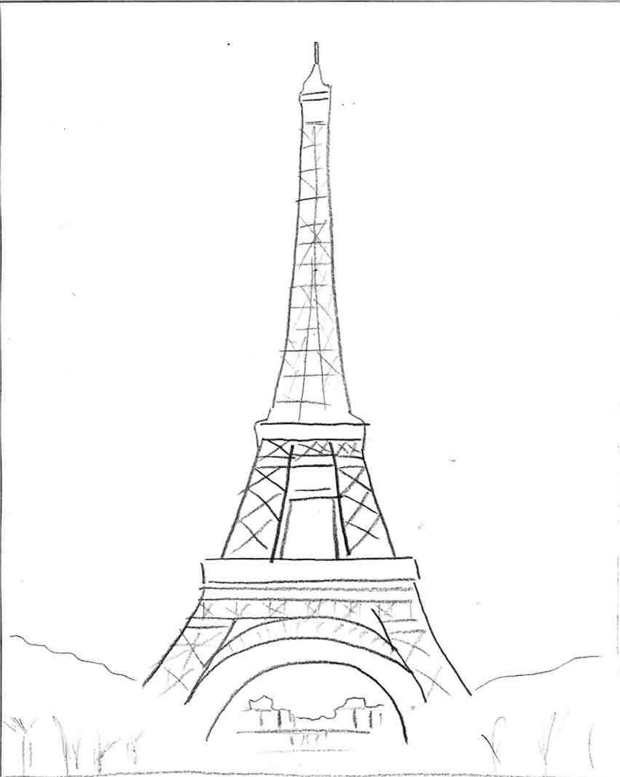 Эйфелева башня рисунок пошагово