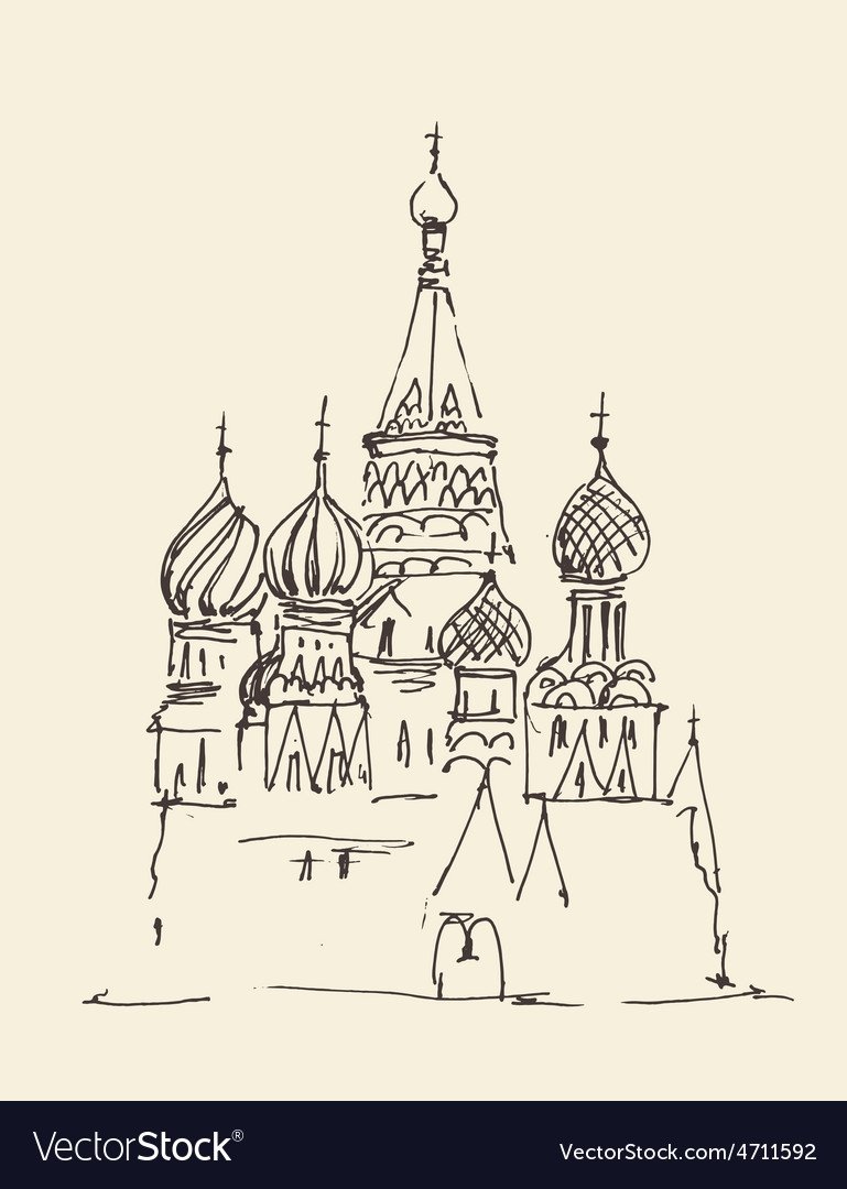 Собор Московского Кремля Василия Блаженного рисунок