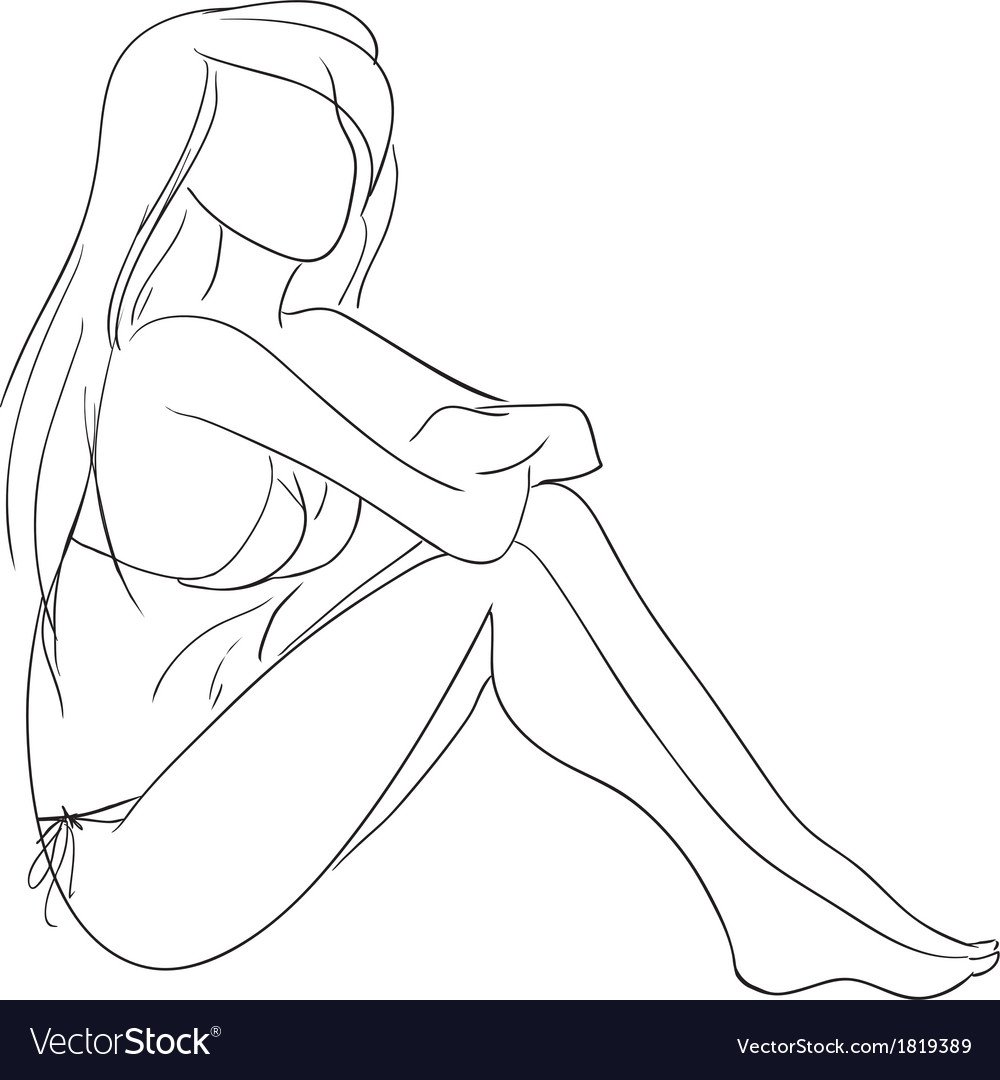 Зарисовки сидящей девушки