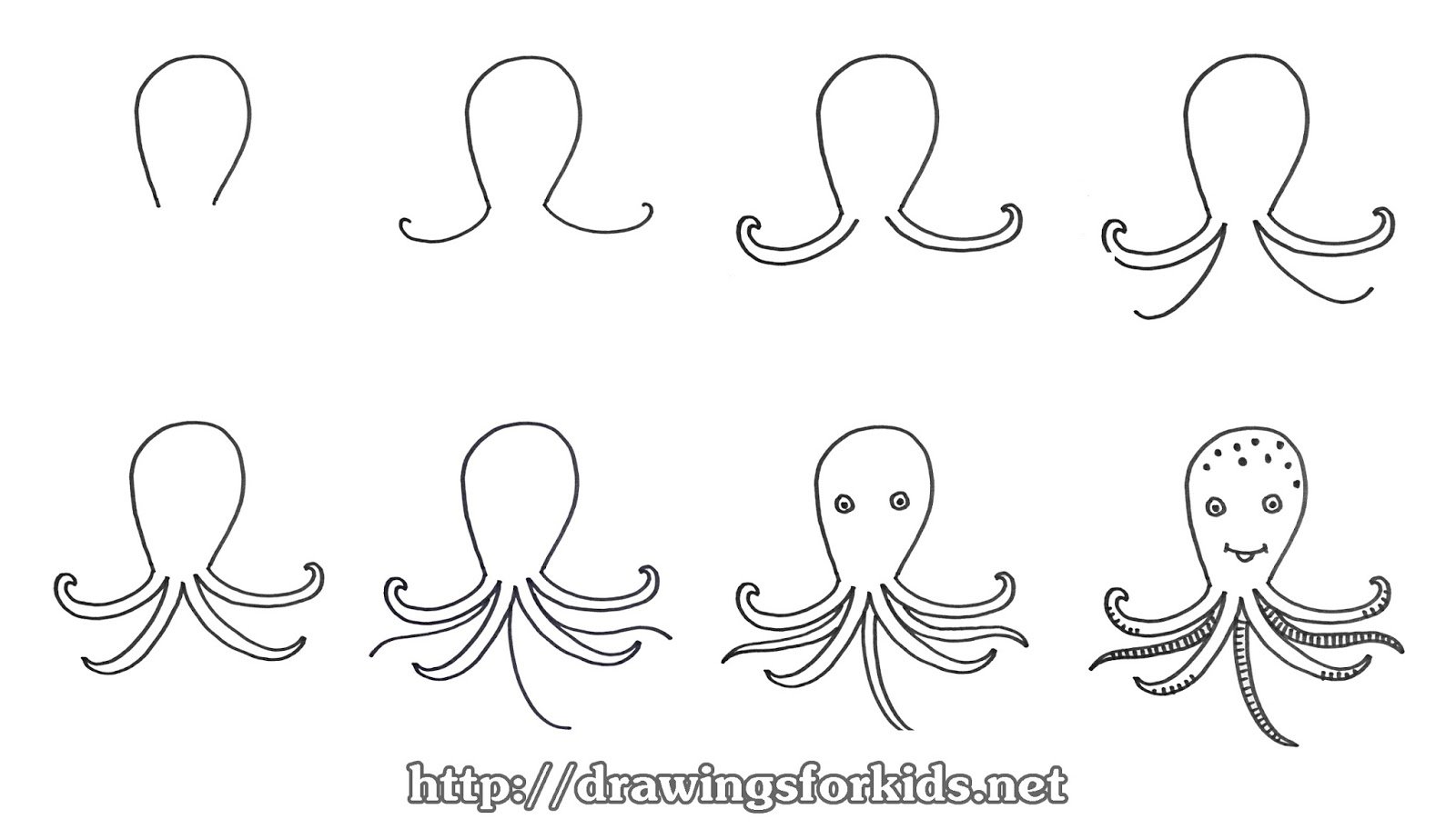 Как нарисовать осьминога поэтапно