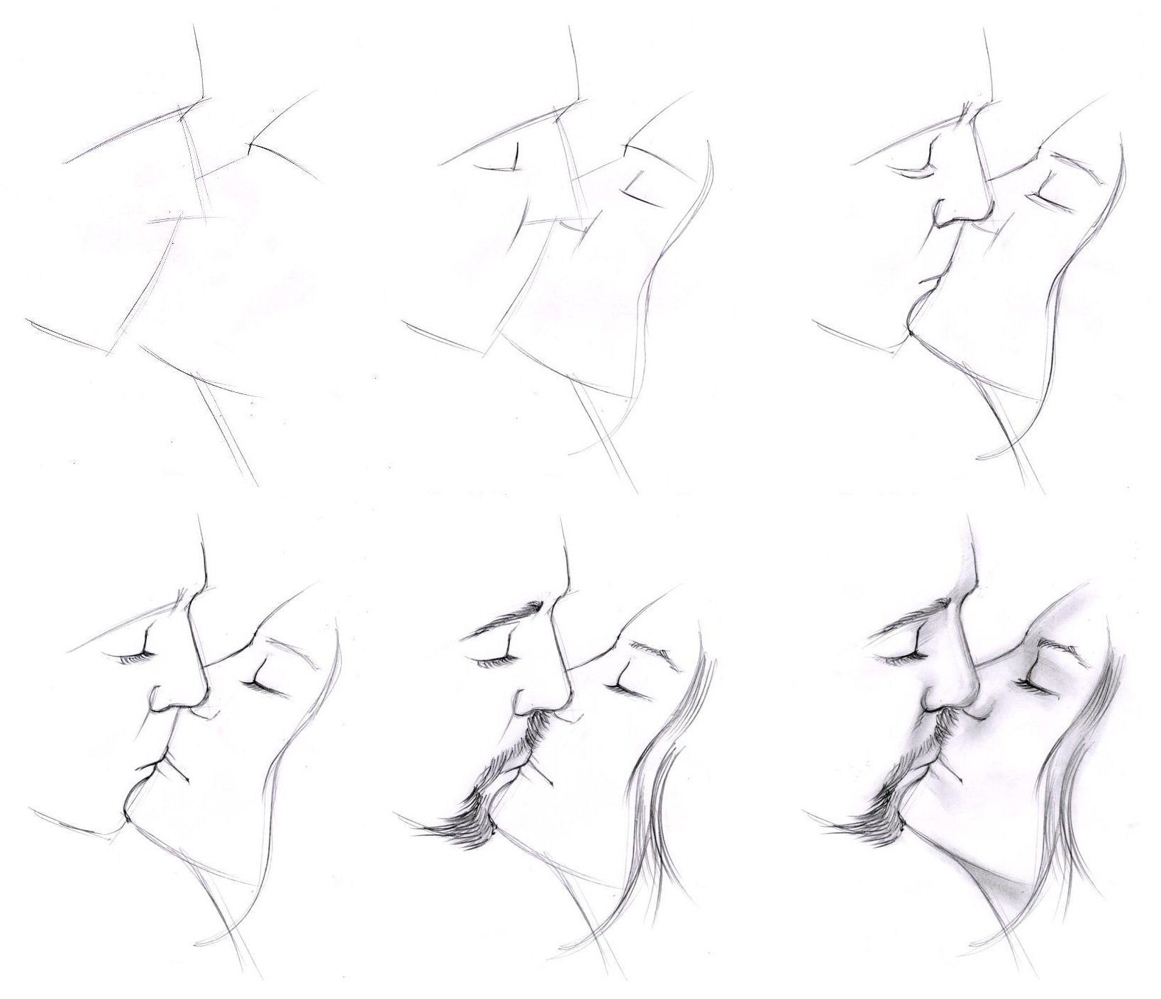 Рисуем поцелуй карандашом поэтапно