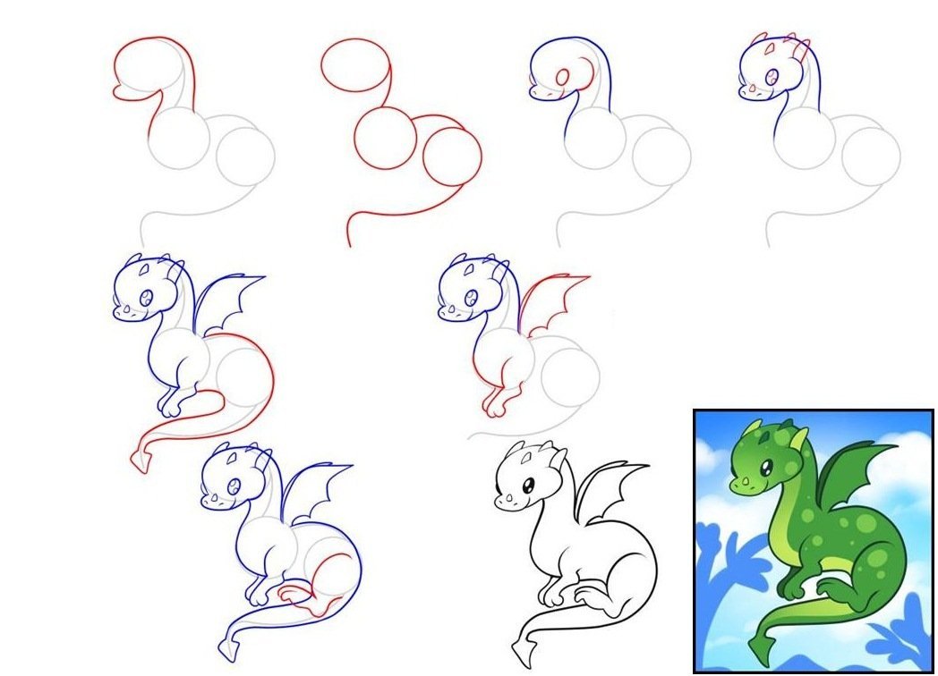 Как рисовать дракона поэтапно