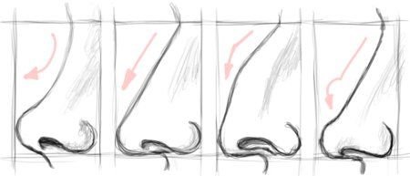 Поэтапный рисунок носа карандашом