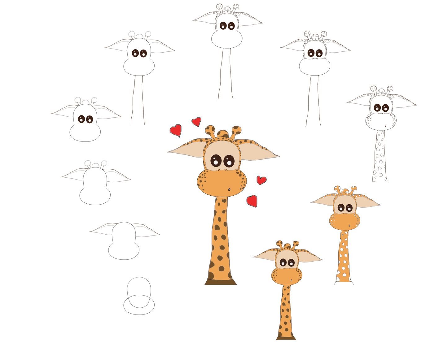 Жираф рисование поэтапно для детей