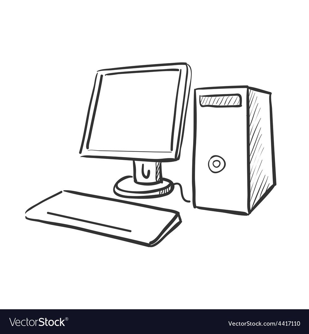 Компьютер эскиз