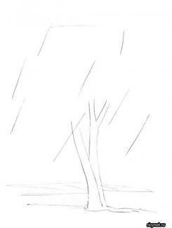 Сломанное дерево карандашом
