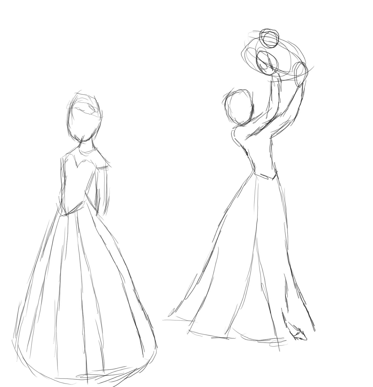 Рисунки по этапно для начинающих карандашом платье