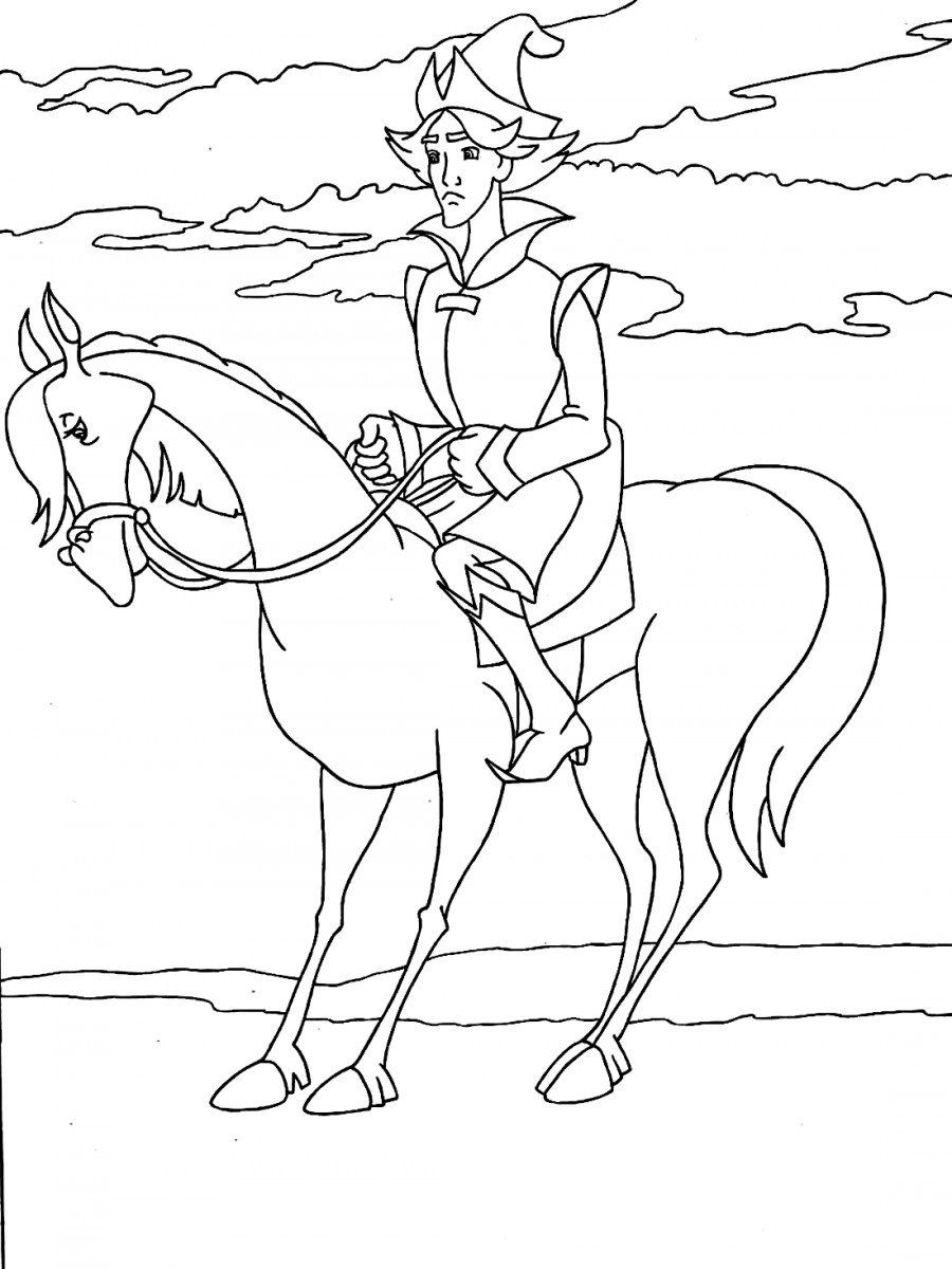 Иван Царевич на коне раскраска