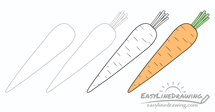 Как нарисовать морковку для детей карандашом поэтапно для начинающих