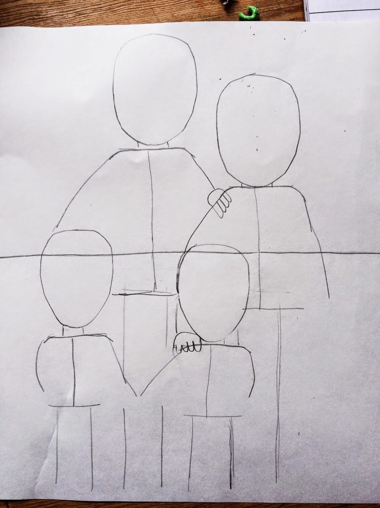 Пошаговый рисунок семьи