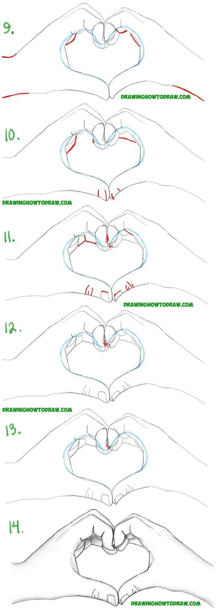 Как рисовать руку с сердечком