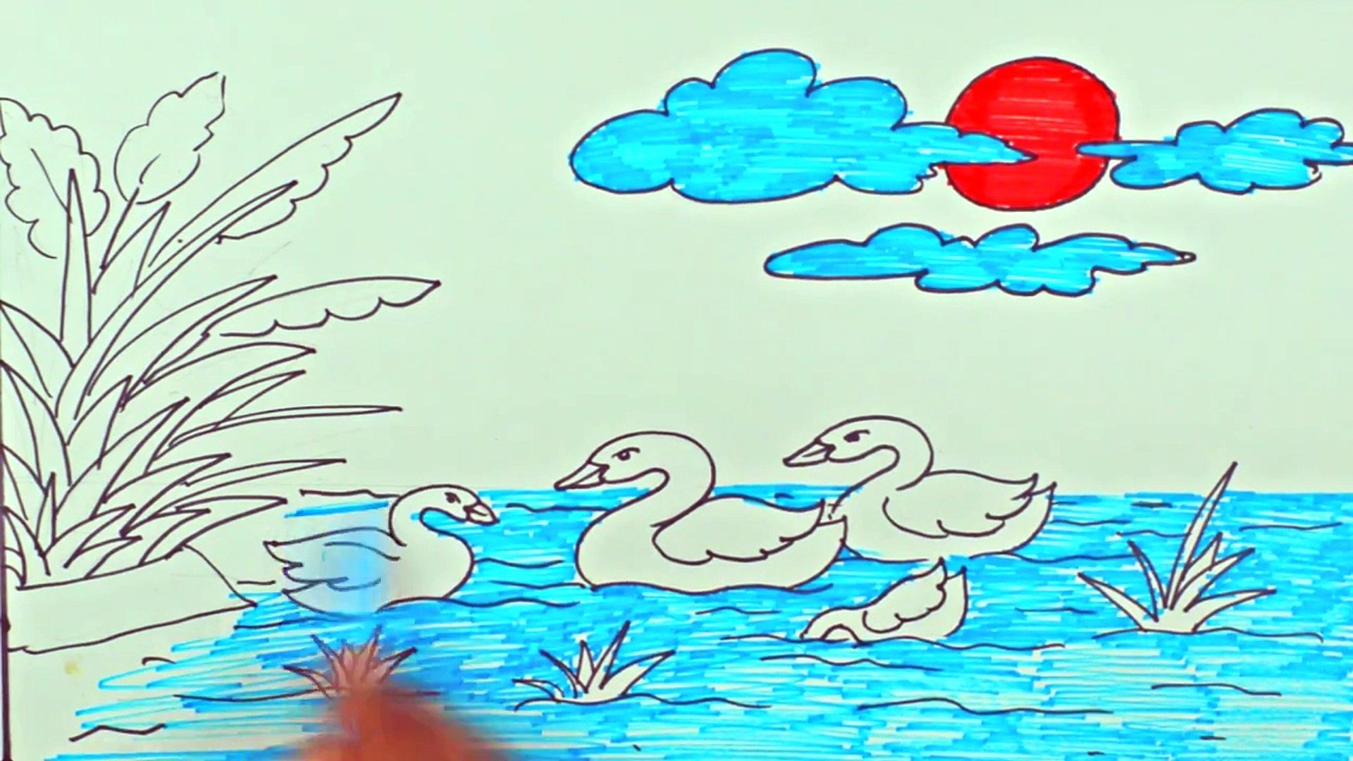 Рисунки 4 класс лебеди в камышах