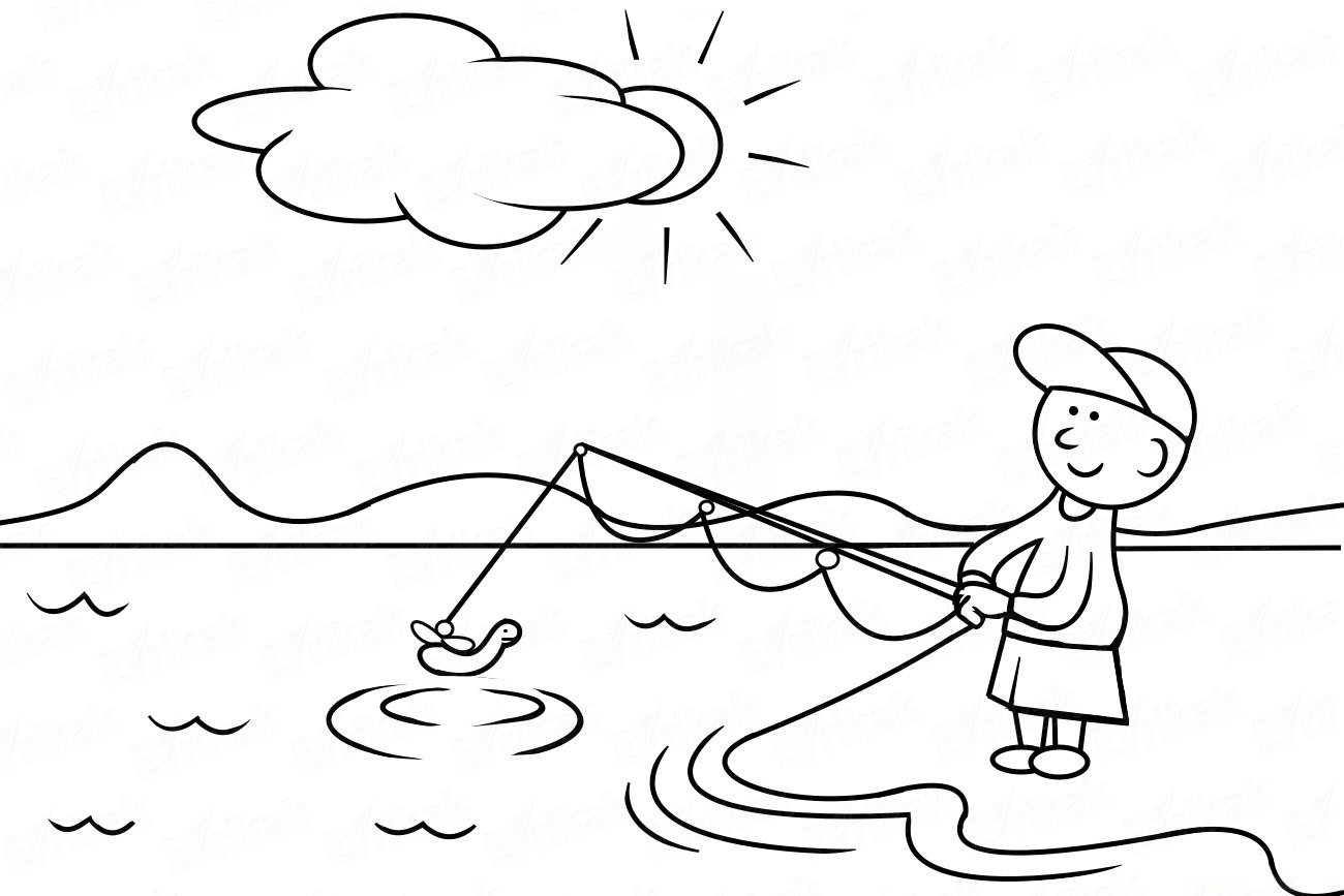 Детский рисунок рыбалка