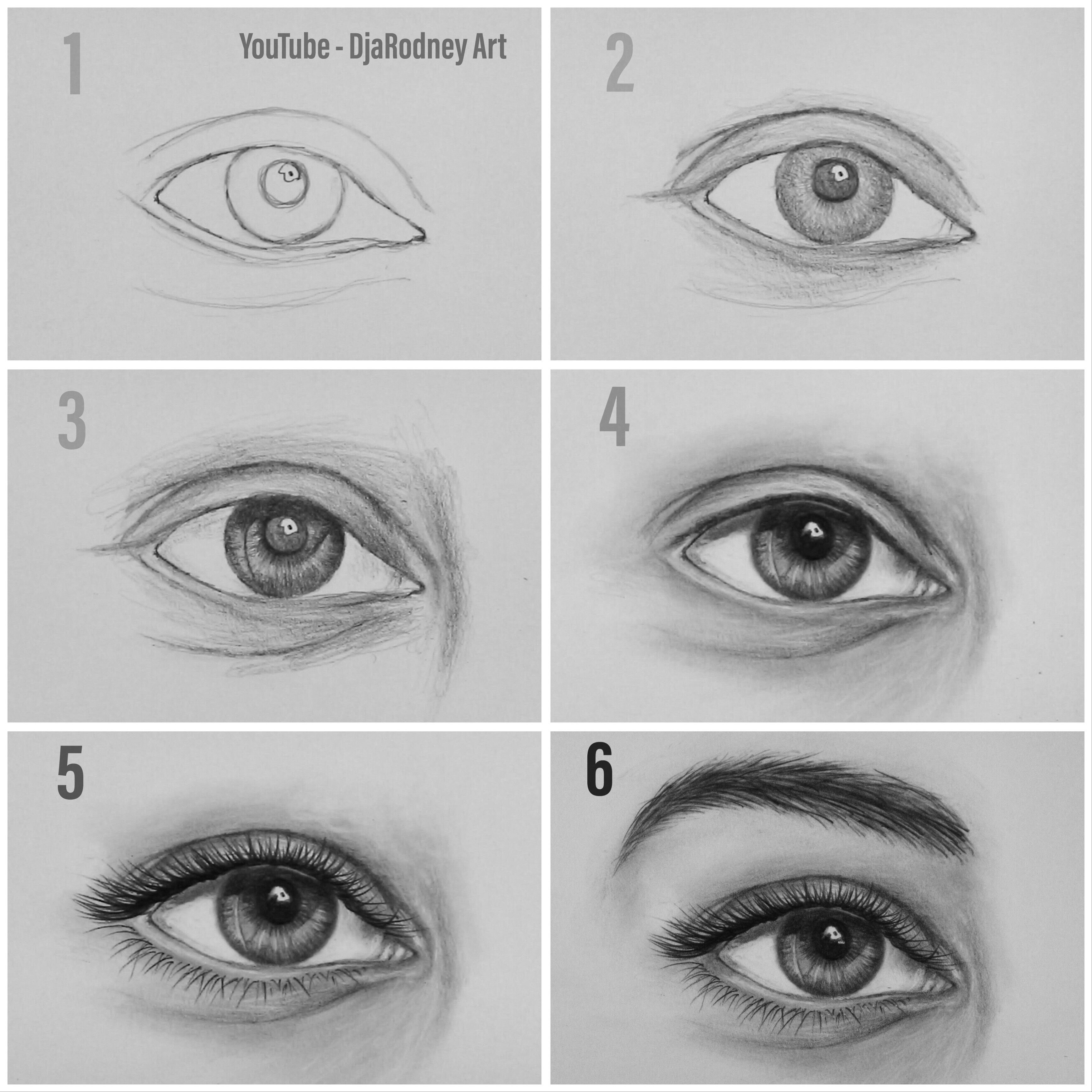 Схема рисования глаза карандашом