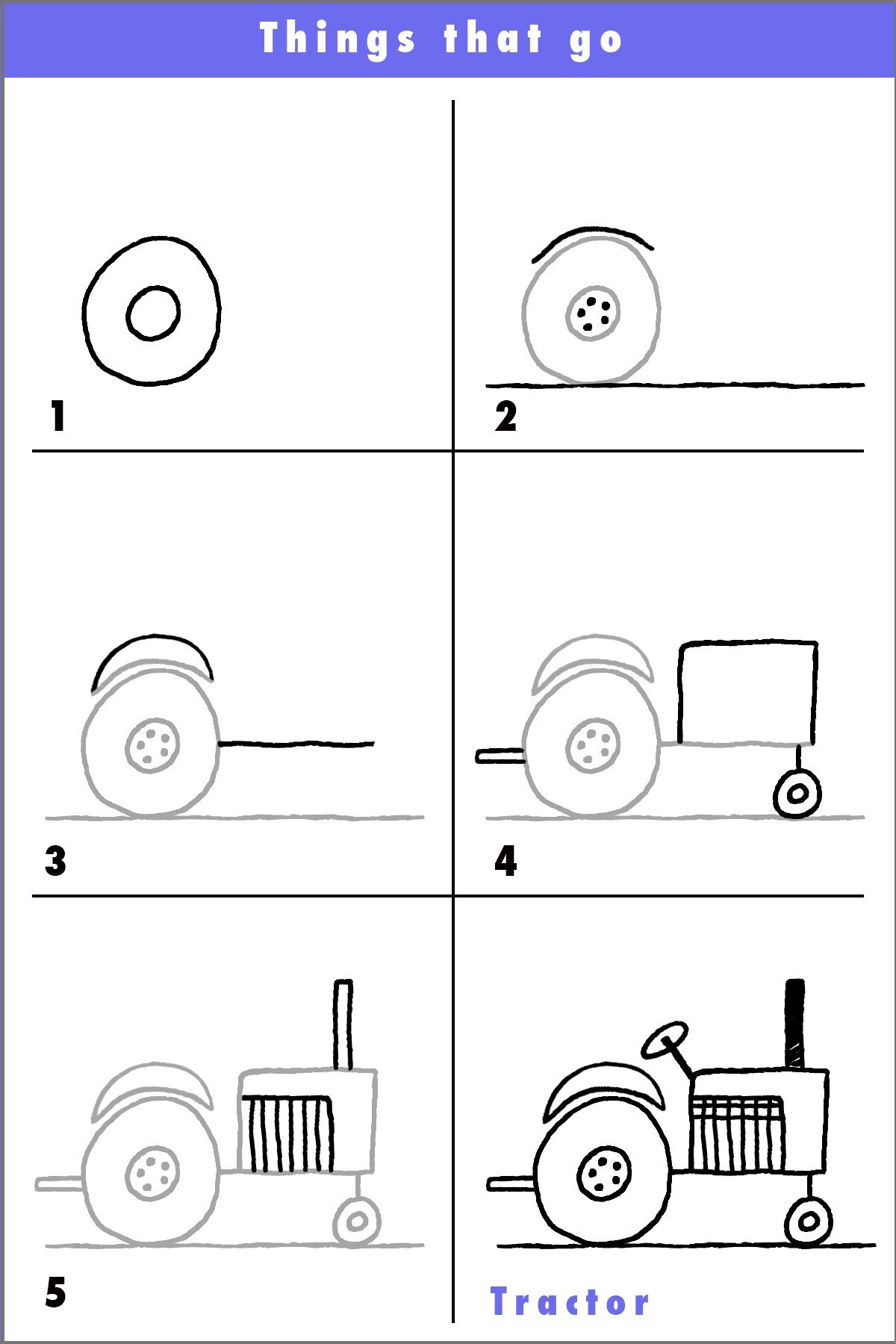 Рисунок трактора для детей простые поэтапные рисунки